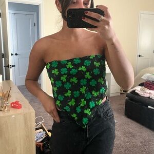 St. Patrick’s Day clover bandana top